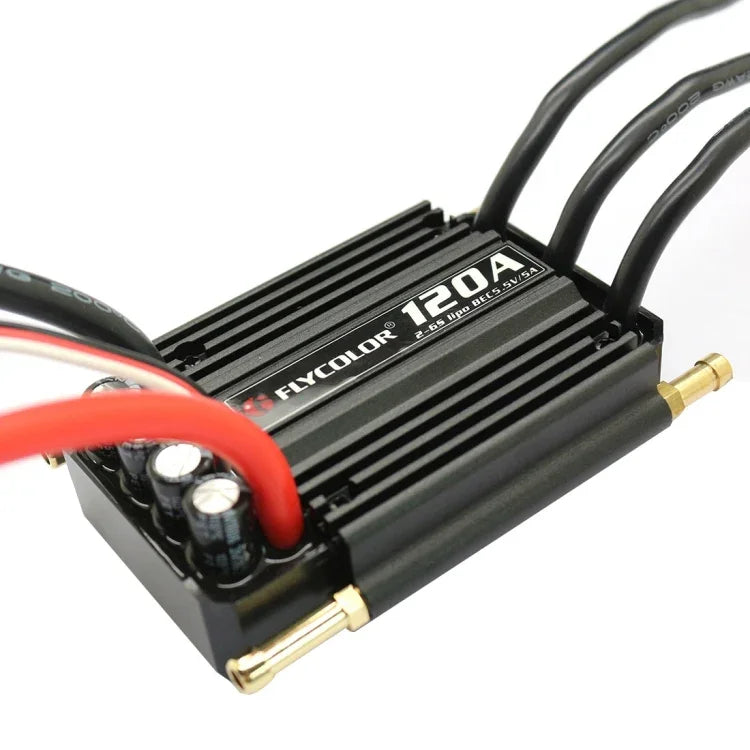 Flycolor Flymoster系列 120A 2-6S 防水電子調速器，適用於遙控船，120A 2-6S