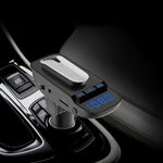 ER9 2 in 1 Hands-Free Calling Car Kit Wireless Bluetooth Headset Dual USB Charger FM Transmitter MP3 Music Player, ER9