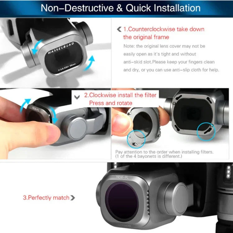 Sunnylife M2P-FI538 ND8-PL + ND16-PL + ND32-PL + ND64-PL ND-PL 鏡頭濾鏡 適用於 DJI Mavic 2 Pro