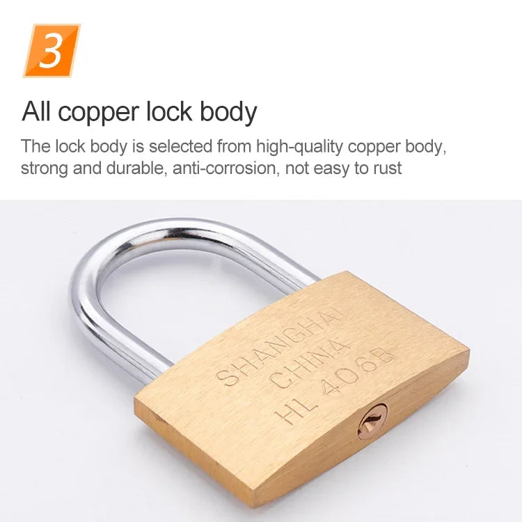 Copper Padlock Small Lock, Style: Short Lock Beam, 25mm Open, Short, 25mm Open