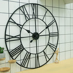 60cm 復古客廳鐵製圓形羅馬數字靜音裝飾壁鐘，60cm