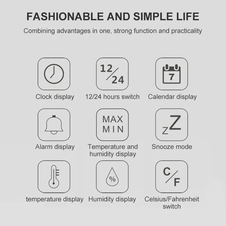 TS-8608 多功能大屏時鐘家用創意溫濕度計，TS-8608