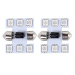2 PCS Colorful 31MM Bicuspid Remote Control Car Dome Lamp LED Reading Light with 6 LED Lights, 31MM  6 LED Lights