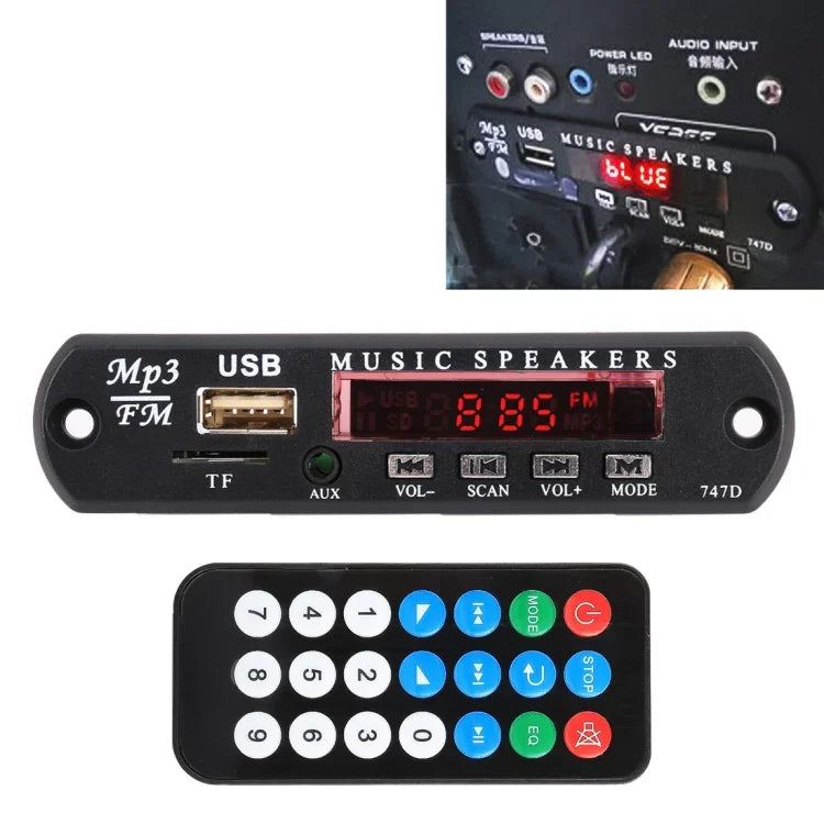 車用12V音頻MP3播放器解碼板 FM收音機 TF USB 3.5毫米AUX，無藍牙和錄音功能，無藍牙和錄音功能