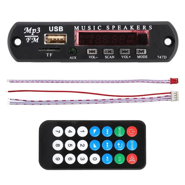 車用12V音頻MP3播放器解碼板 FM收音機 TF USB 3.5毫米AUX，無藍牙和錄音功能，無藍牙和錄音功能