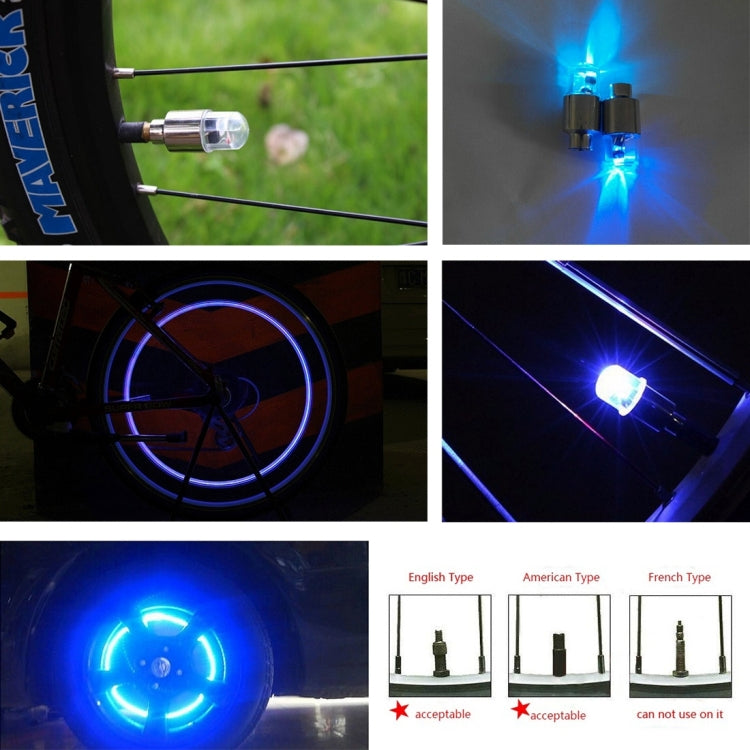 2個帶電池氣門蓋燈，適用汽車/摩托車/自行車