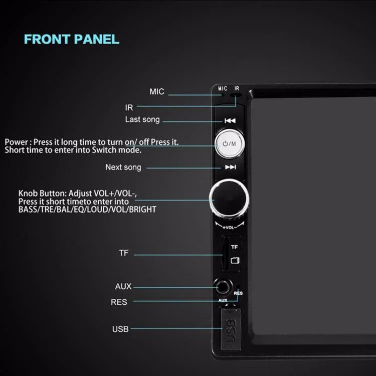 7010B 高清2 Din 7英寸車載藍牙收音機MP5播放器，支持FM及USB及TF卡，7010B
