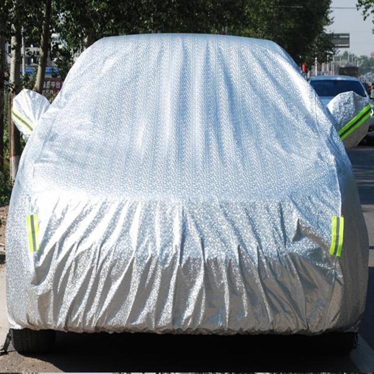 鋁膜PEVA棉絨防塵防水防曬防凍防刮散熱SUV車罩，帶警示條，適用長度最高5.1m(199吋)汽車，199吋(XL)/適用長度最高5.1m(199吋)汽車