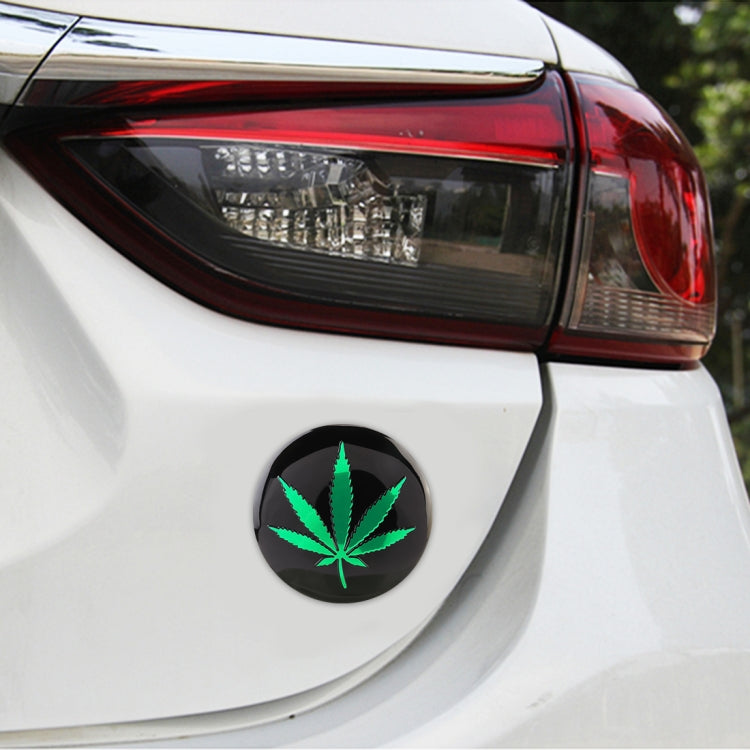 4 PCS Car-Styling Green Leaves Pattern Metal Wheel Hub Decorative Sticker, Diameter: 5.8cm, Green Leaves