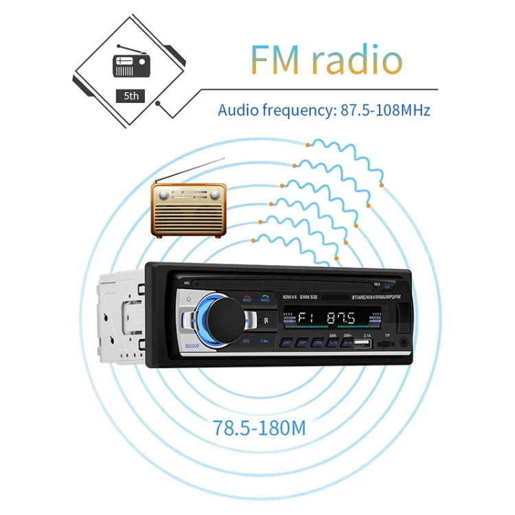 SWM-530 12V 通用車用雙USB充電器 收音機接收器 MP3播放器，支持FM和藍牙，帶遙控器，SWM-530