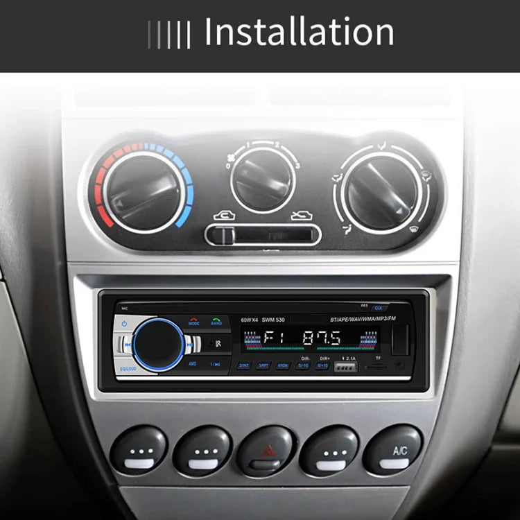 SWM-530 12V 通用車用雙USB充電器 收音機接收器 MP3播放器，支持FM和藍牙，帶遙控器，SWM-530