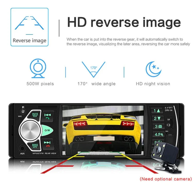 SWM-4022D 高清4.1英寸 12V 通用車用收音機接收器 MP5播放器，支持FM、藍牙和TF卡，帶遙控器，SWM-4022D