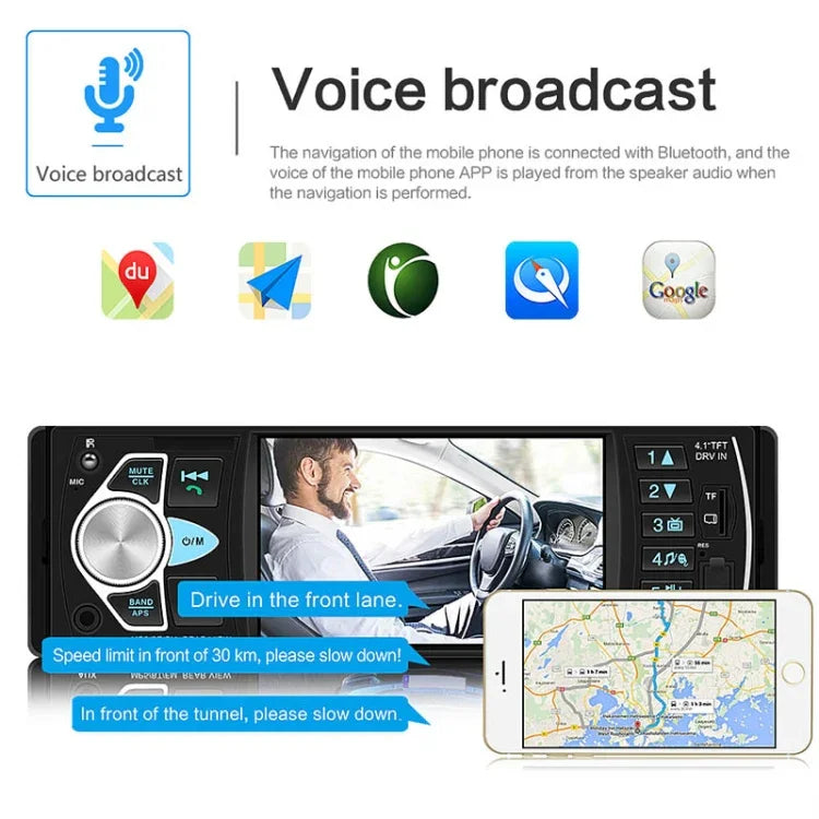 SWM-4022D 高清4.1英寸 12V 通用車用收音機接收器 MP5播放器，支持FM、藍牙和TF卡，帶遙控器，SWM-4022D