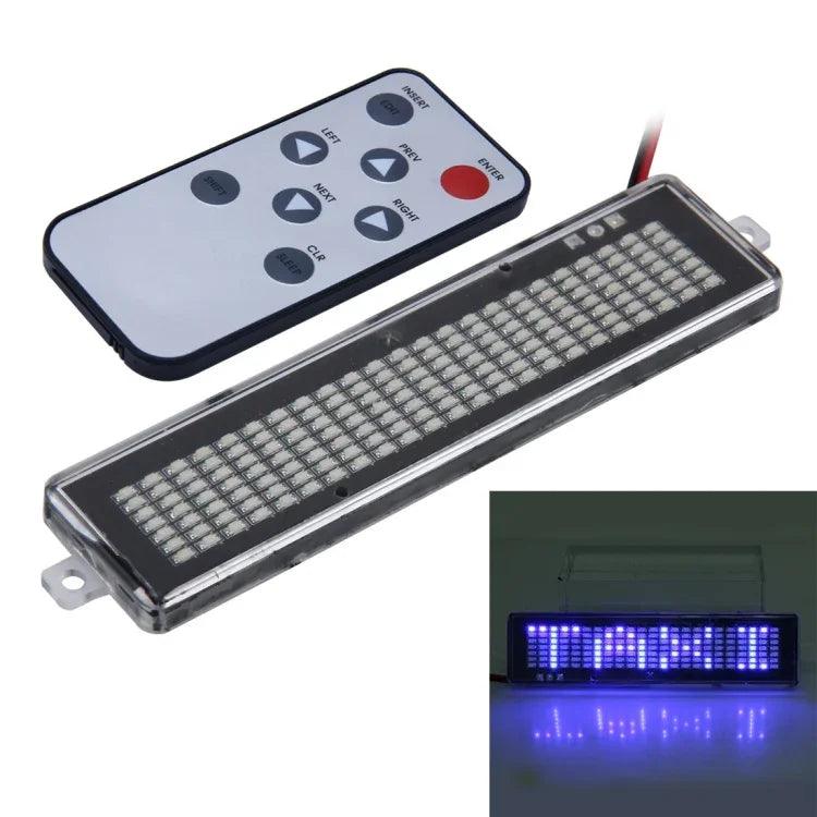 DC 12V Car LED Programmable Showcase Message Sign Scrolling Display Lighting Board with Remote Control, with Remote Control (Blue Light), With Remote Control (Red Light)