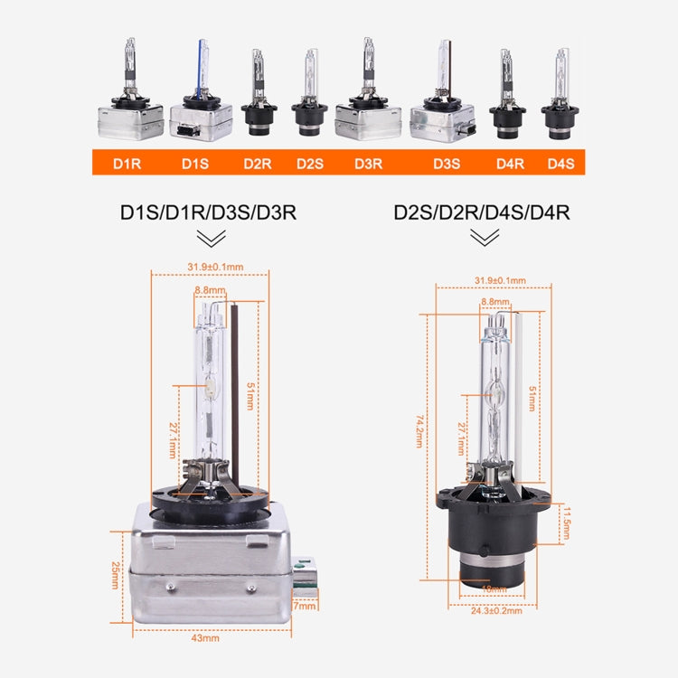 2 PCS D4R 35W 3800 LM 4300K HID Bulbs Xenon Lights Lamps, DC 12V, D4R