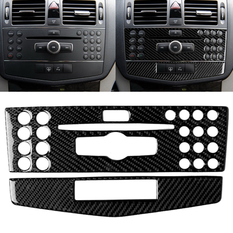 Car Carbon Fiber Center Console Panel Decorative Sticker for Mercedes-Benz W204 C Class 2007-2010, Center Console (C)