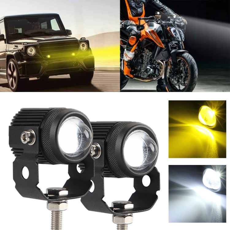 2 PCS DC9-36V / 20W / 6000K / 3000K / 2000LM Motorcycles Double Color Headlights / Fog Light, 20W