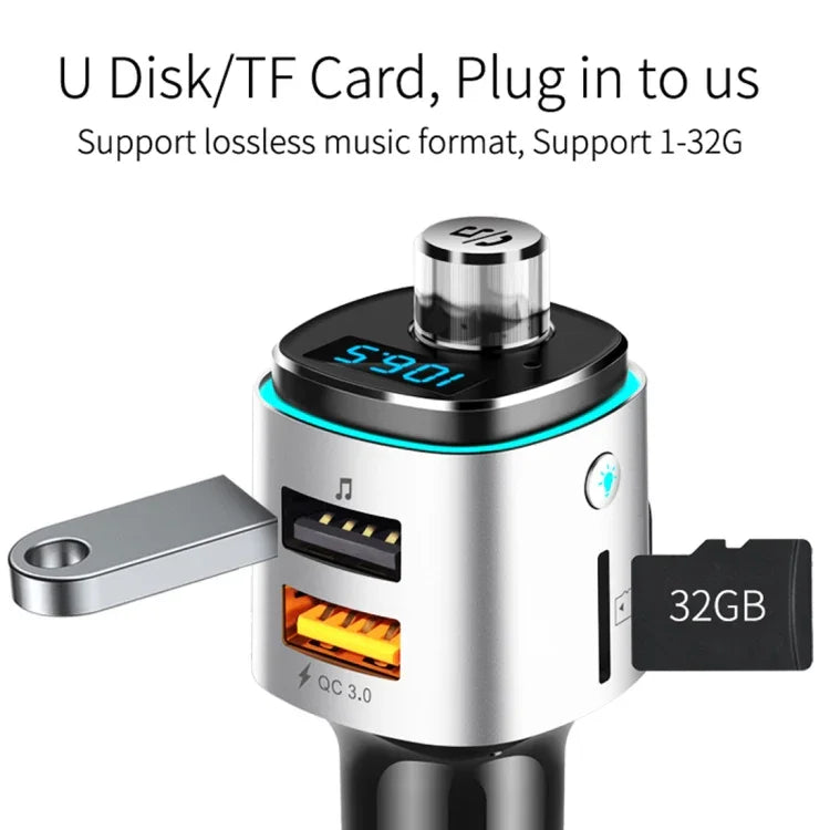 BC42 藍牙5.0多功能車用彩色氛圍燈MP3播放器，支援TF卡、U盤及FM，BC42
