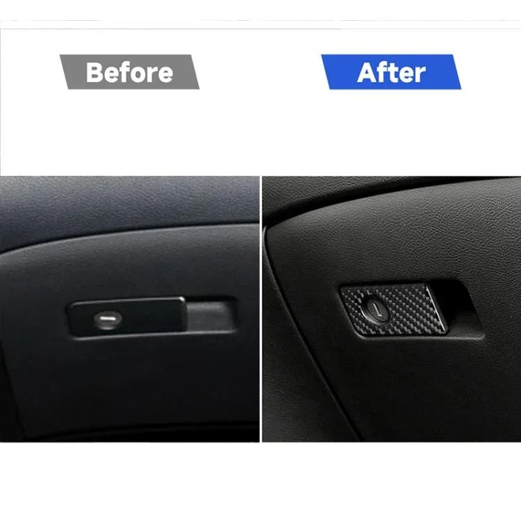 汽車碳纖維前乘客座椅收納盒裝飾貼紙適用於Infiniti Q50 / Q60 2014-2020，左駕，前乘客座椅收納盒