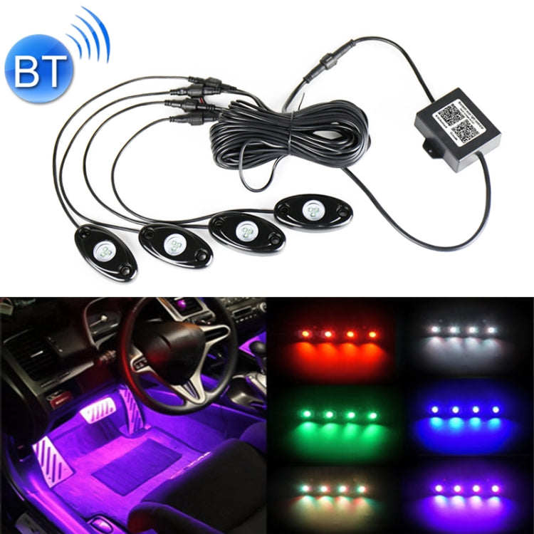 4 in 1 Universal Car APP Control RGB Chassis Atmosphere Lights Colorful Lighting Decorative Lamp, Car APP Control Atmosphere Lights