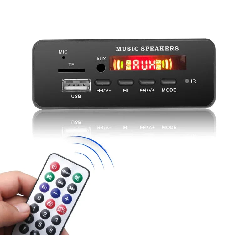 汽車12V 2x3W音頻MP3播放器解碼板FM收音機TF USB 3.5毫米AUX，帶藍牙及通話錄音功能及遙控，12V