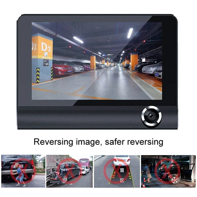 3 in 1 4 inch 170 Degree Wide Angle Night Vision HD 1080P Video Car DVR, Support Motion Detection / G-Sensor, 4 inch