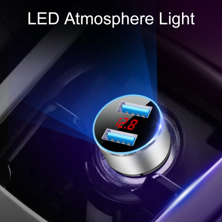 JMG-C016A 5V 3.1A Car Dual USB Charger with LED Display, JMG-C016A (Silver), JMG-C016A (Black), JMG-C016A (Gold), JMG-C016A (Blue), JMG-C016A (Red)