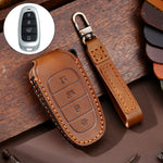 Hallmo Car Cowhide Leather Key Protective Cover Key Case for Hyundai 4-button Start, For Hyundai 4-button Start