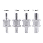 Car 6mm Aluminium Alloy Fuel Petrol One Way Non Return Check Valve, 6mm Silver