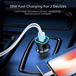 PD + QC3.0 Car 2 in 1 Square Fast Charger Car Cigarette Lighter, Car Square Charger