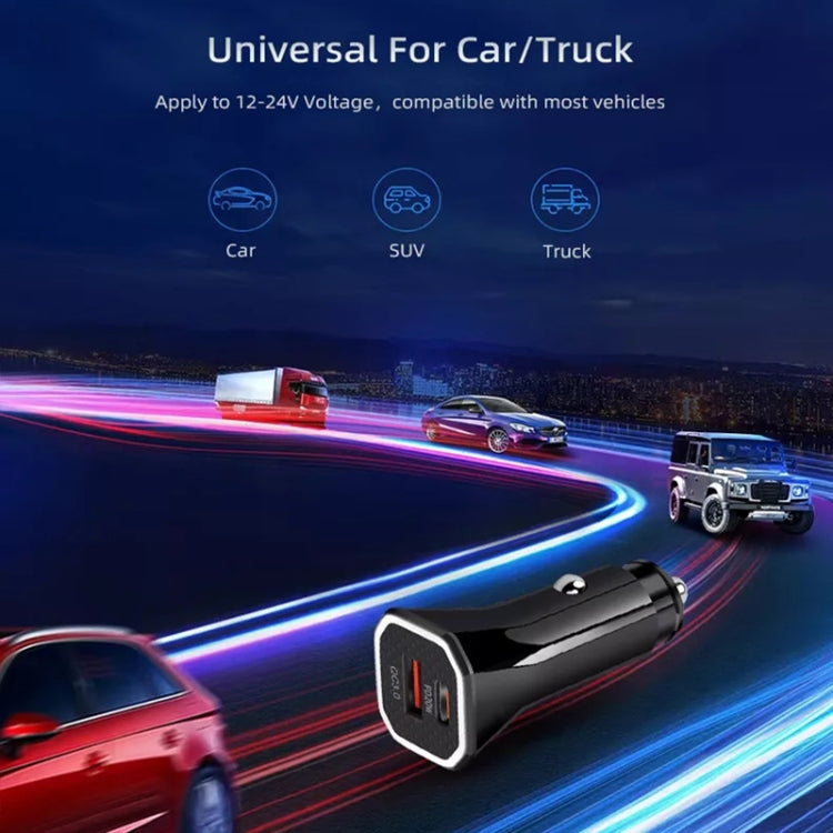 PD + QC3.0 Car 2 in 1 Square Fast Charger Car Cigarette Lighter, Car Square Charger