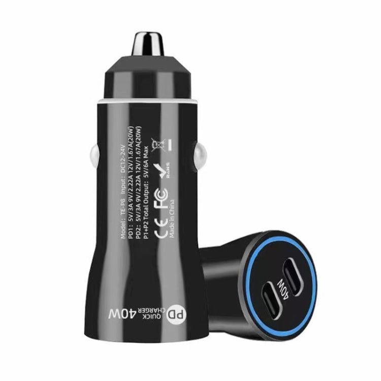 40W Dual PD Car 2 in 1 Fast Charger Car Cigarette Lighter, 40W Black, 40W White