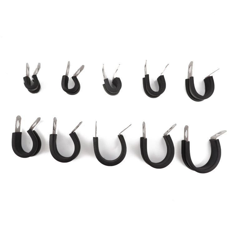 10 PCS Car Rubber Cushion Pipe Clamps Stainless Steel Clamps, Size: 9/8 inch (28mm), Size: 9/8 inch (28mm)