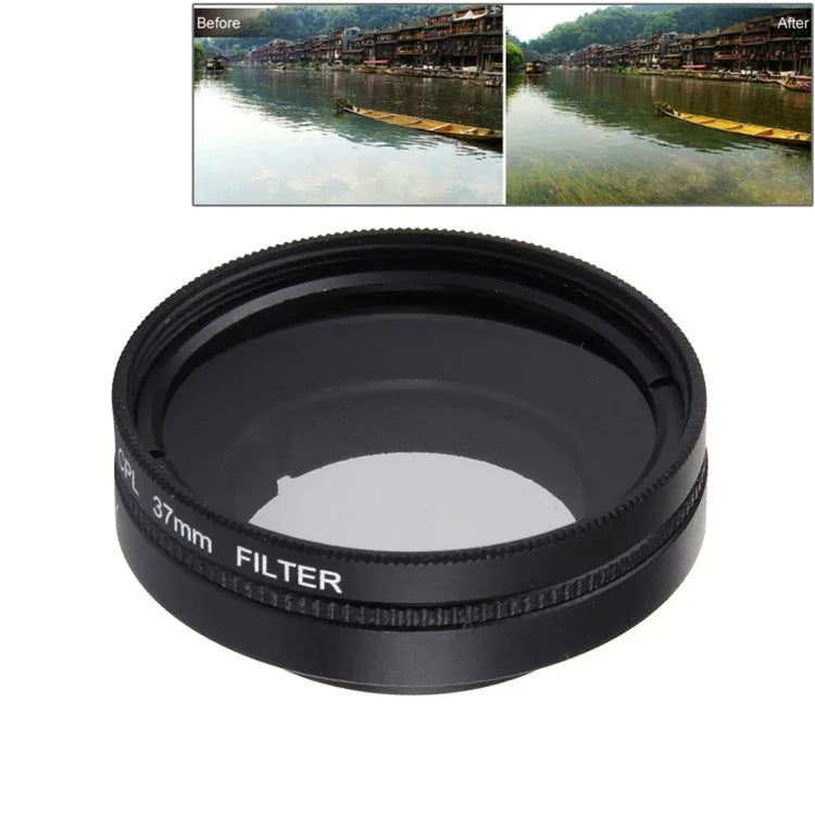 JUNESTAR 適用小米小蟻 Yi II 4K 運動攝影機專業 37mm CPL 濾鏡 + 鏡頭保護蓋，CPL 濾鏡+鏡頭蓋