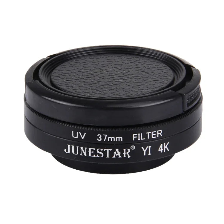 JUNESTAR 適用小米小蟻 Yi II 4K 運動攝影機專業 37mm UV 濾鏡 + 鏡頭保護蓋，UV 濾鏡+鏡頭蓋