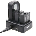 雙電池充電器 + 遙控器充電器，附 USB 線，適用於 GoPro HERO7 Black /6 /5 (AHDBT-501)，不含電池，電池+遙控器充電器