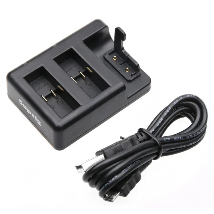 雙電池充電器 + 遙控器充電器，附 USB 線，適用於 GoPro HERO7 Black /6 /5 (AHDBT-501)，不含電池，電池+遙控器充電器