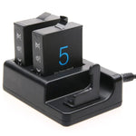 雙電池充電器 + 遙控器充電器，附 USB 線，適用於 GoPro HERO7 Black /6 /5 (AHDBT-501)，不含電池，電池+遙控器充電器