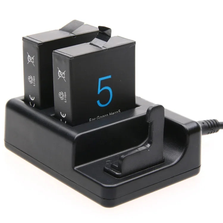 雙電池充電器 + 遙控器充電器，附 USB 線，適用於 GoPro HERO7 Black /6 /5 (AHDBT-501)，不含電池，電池+遙控器充電器