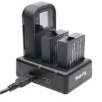 雙電池充電器 + 遙控器充電器，附 USB 線，適用於 GoPro HERO7 Black /6 /5 (AHDBT-501)，不含電池，電池+遙控器充電器