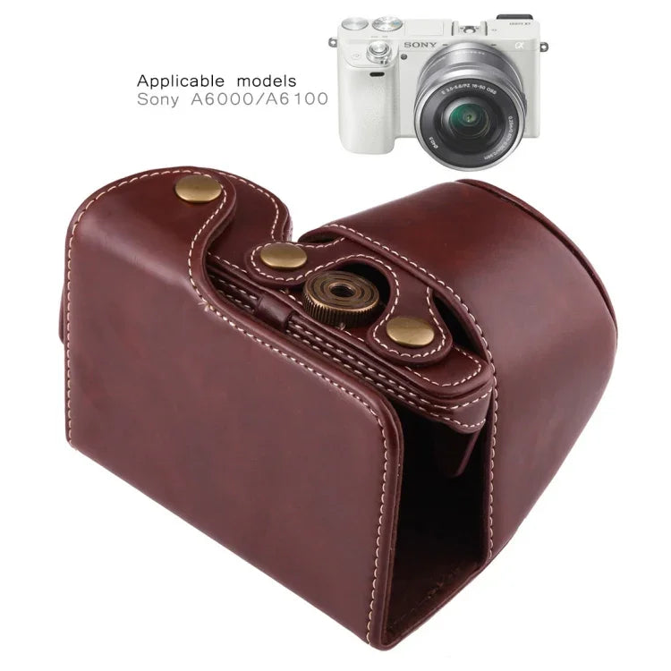 全身相機 PU 皮革保護套包，帶背帶，適用於 Sony A6000 / A6300 / Nex 6，適用於 Sony A6000，適用於 A6000
