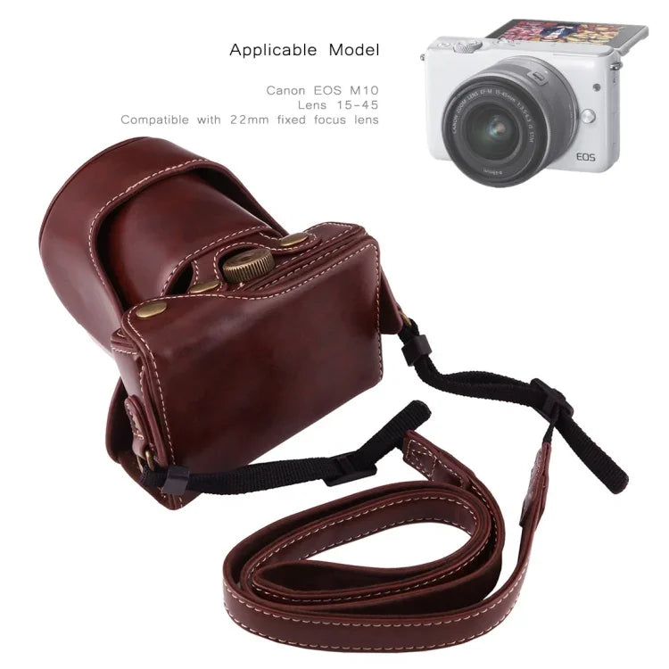 全身相機 PU 皮革保護套包，帶背帶，適用於 Canon EOS M10，適用於 EOS M10