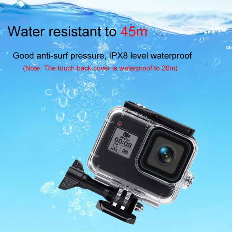 45米防水殼+觸控背蓋，適用GoPro HERO8 Black，GoPro8殼+觸控蓋