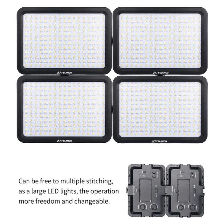 YELANGU YLG0504B 204 顆 LED 1000 流明 3300-5600K 無極性可調光攝影棚燈，適用 Canon、Nikon、DSLR 相機，204 顆 LED