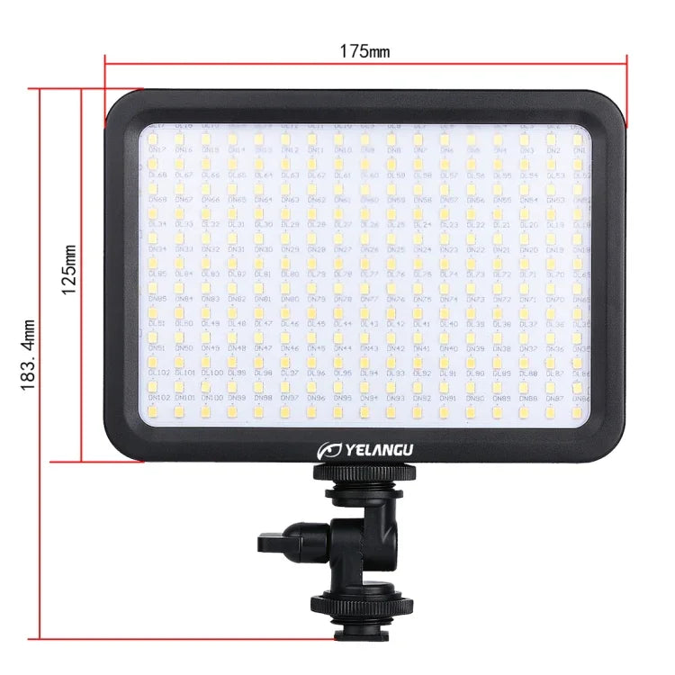 YELANGU YLG0504B 204 顆 LED 1000 流明 3300-5600K 無極性可調光攝影棚燈，適用 Canon、Nikon、DSLR 相機，204 顆 LED