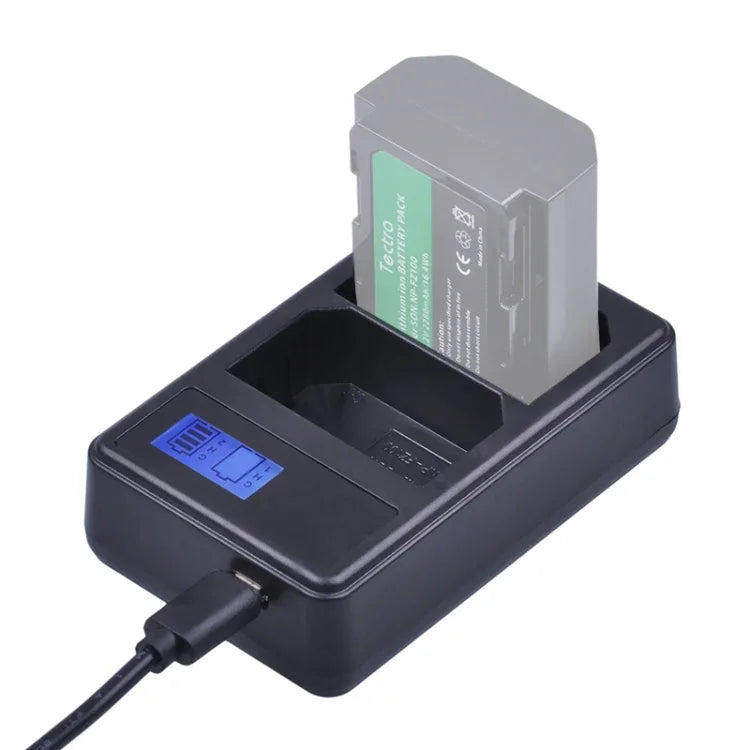 雙通道數位 LCD 顯示電池充電器，帶 USB 埠，適用於 Sony NP-FZ100 電池，兼容 Sony A9 (ILCE-9)，雙 NP-FZ100 電池