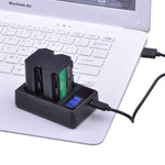 雙通道數位 LCD 顯示電池充電器，帶 USB 埠，適用於 Sony NP-FZ100 電池，兼容 Sony A9 (ILCE-9)，雙 NP-FZ100 電池