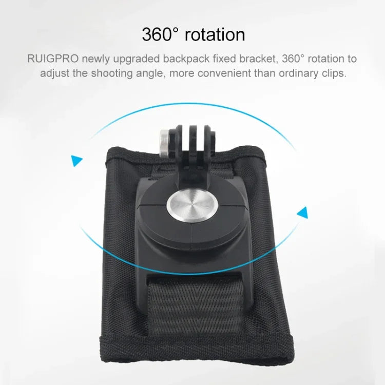 360度旋轉快拆帶掛肩背包支架，適用GoPro、Insta360、DJI及其他運動相機