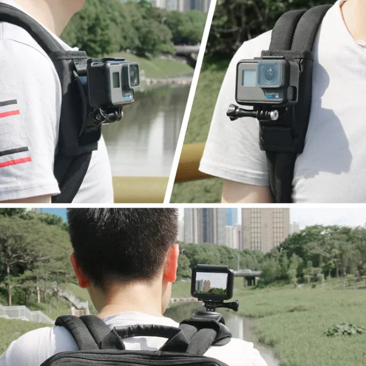 360度旋轉快拆帶掛肩背包支架，適用GoPro、Insta360、DJI及其他運動相機