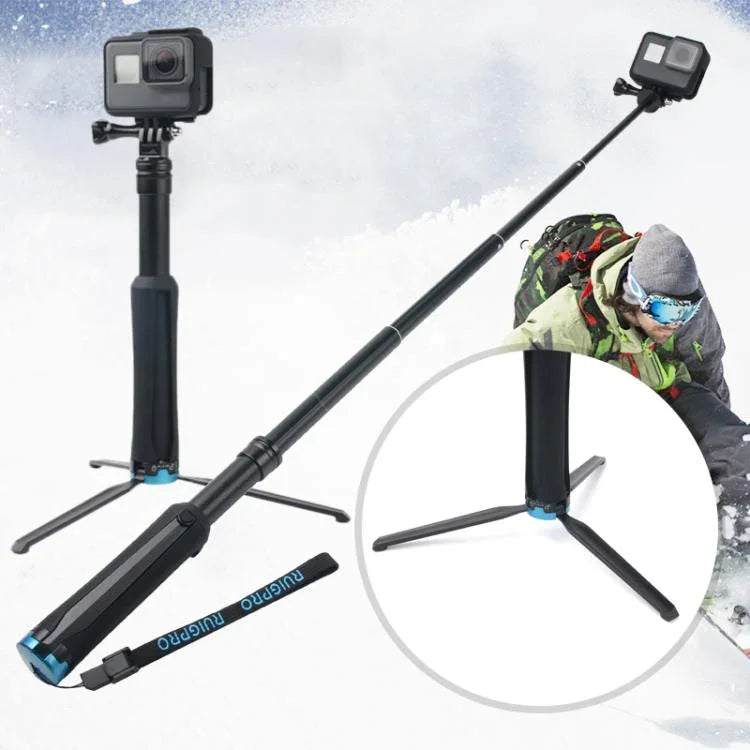 便攜摺疊三腳架自拍獨腳架，適用GoPro、Insta360、DJI及其他運動相機，長度：23.5-81cm，RUIGPRO